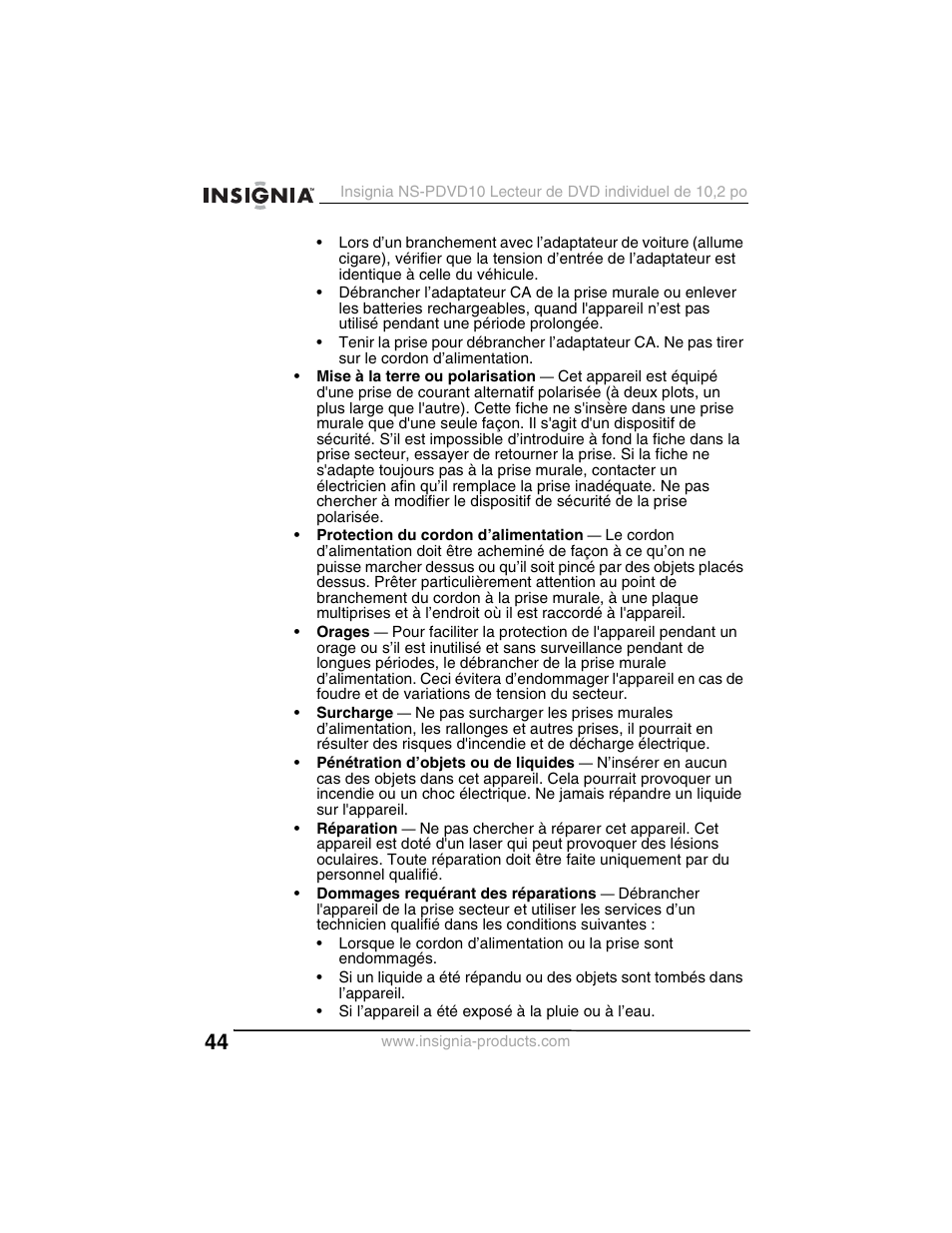 Insignia NS-PDVD10 User Manual | Page 46 / 130