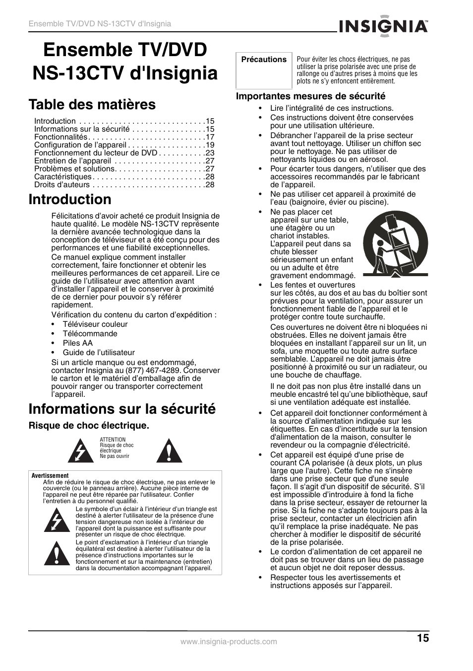 Insignia NS-13CTV User Manual | Page 17 / 48
