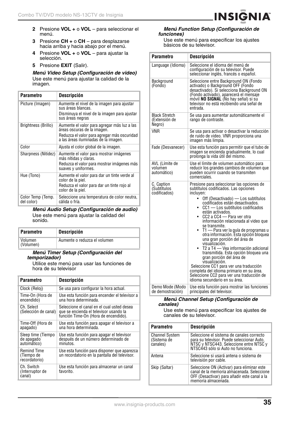 Insignia NS-13CTV User Manual | Page 37 / 48