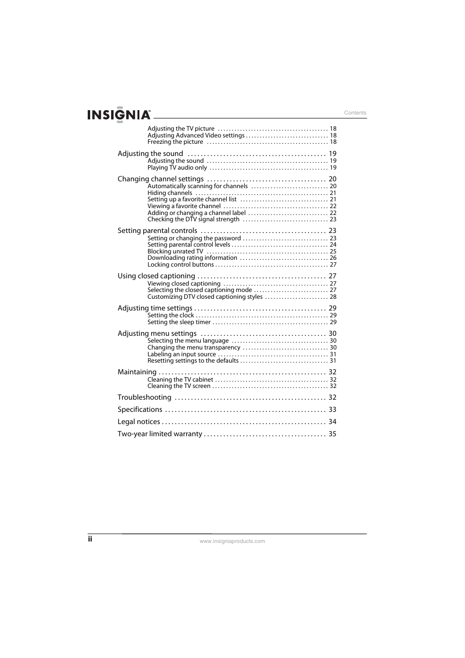 Insignia NS-L22Q-10A User Manual | Page 4 / 40