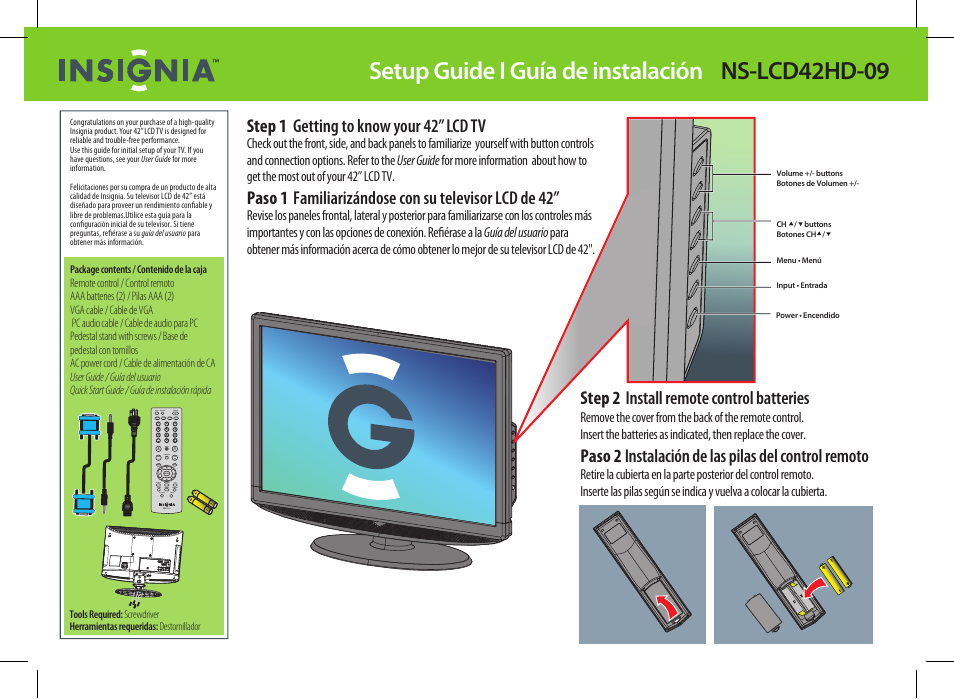 Insignia NS-LCD42HD-09 User Manual | 2 pages