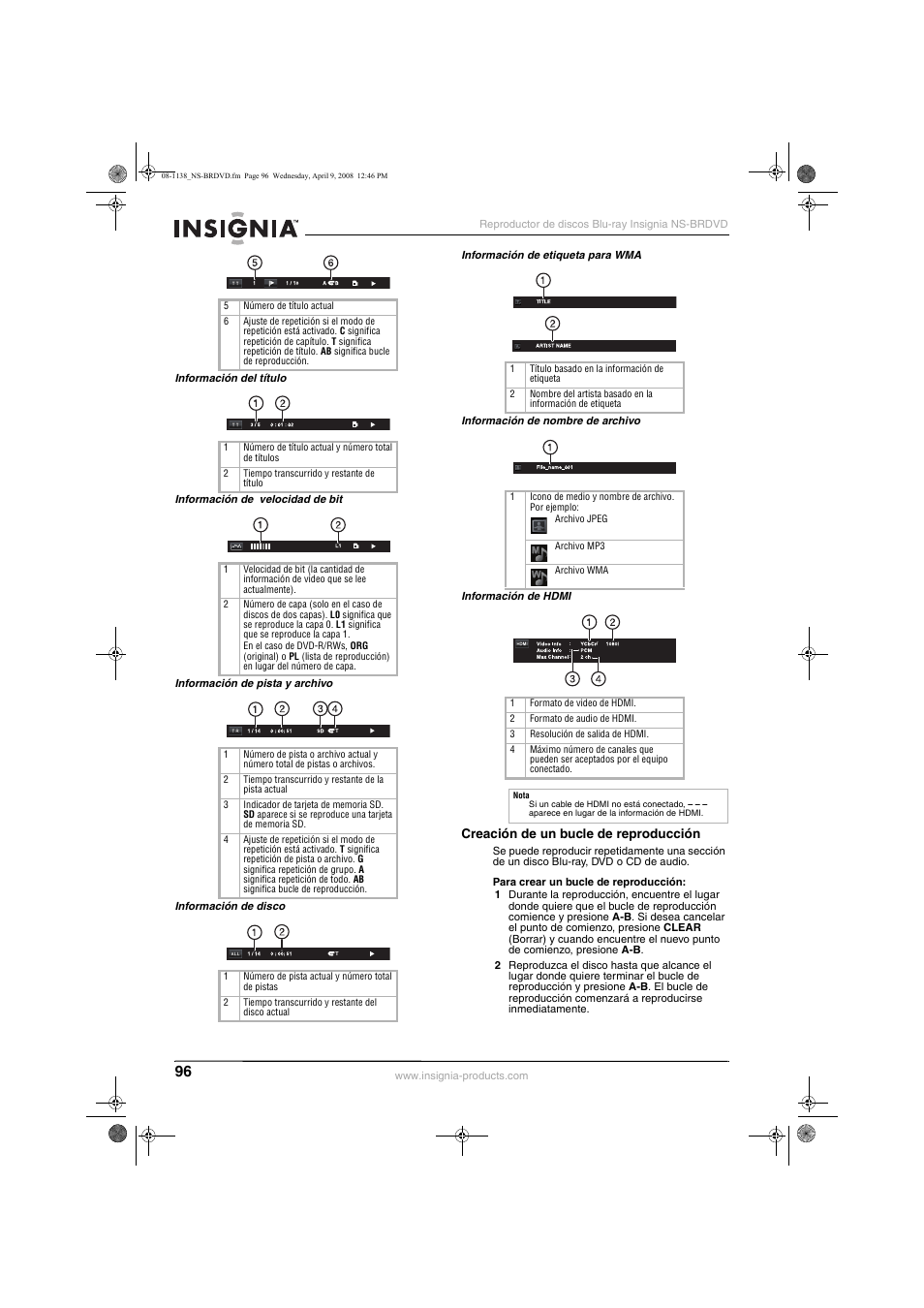 Insignia NS-BRDVD User Manual | Page 104 / 126