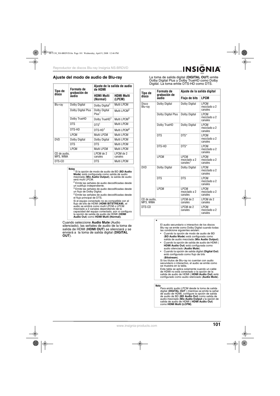 Insignia NS-BRDVD User Manual | Page 109 / 126