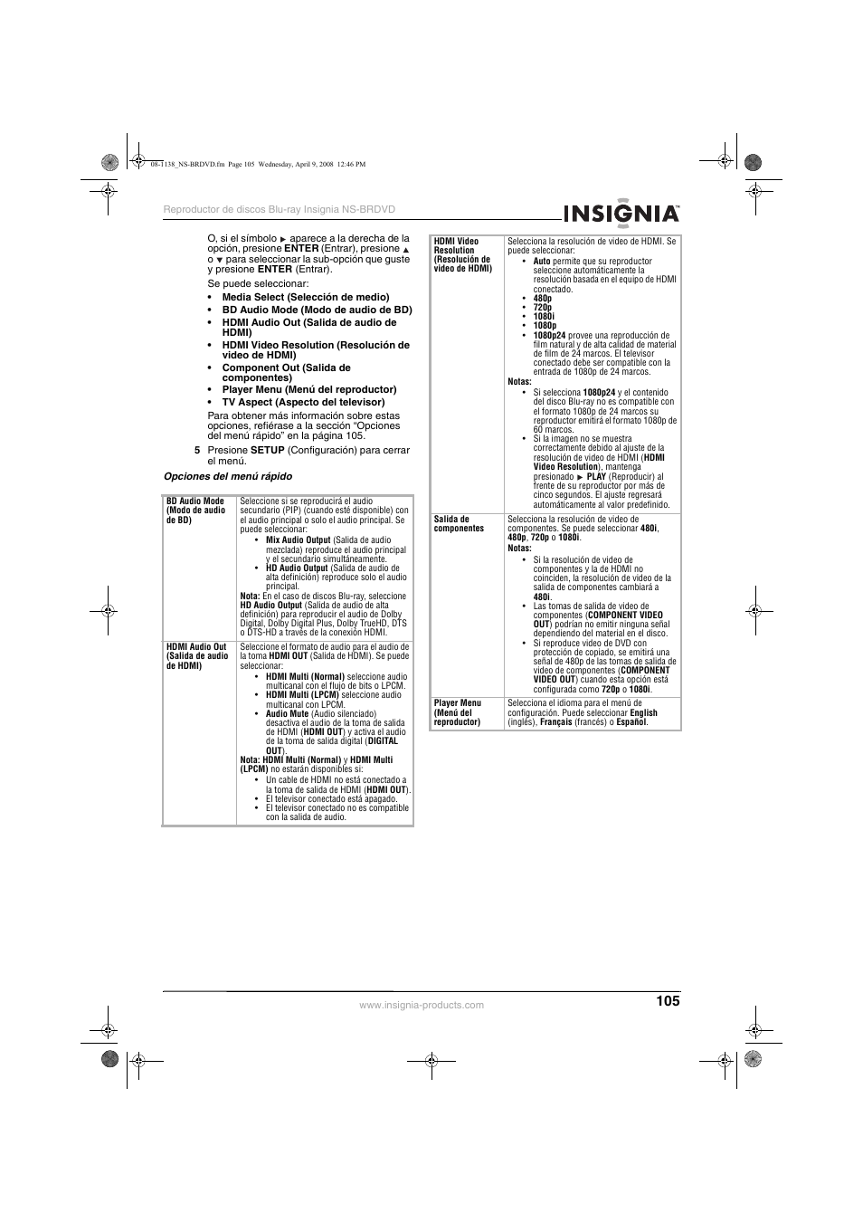 Insignia NS-BRDVD User Manual | Page 113 / 126