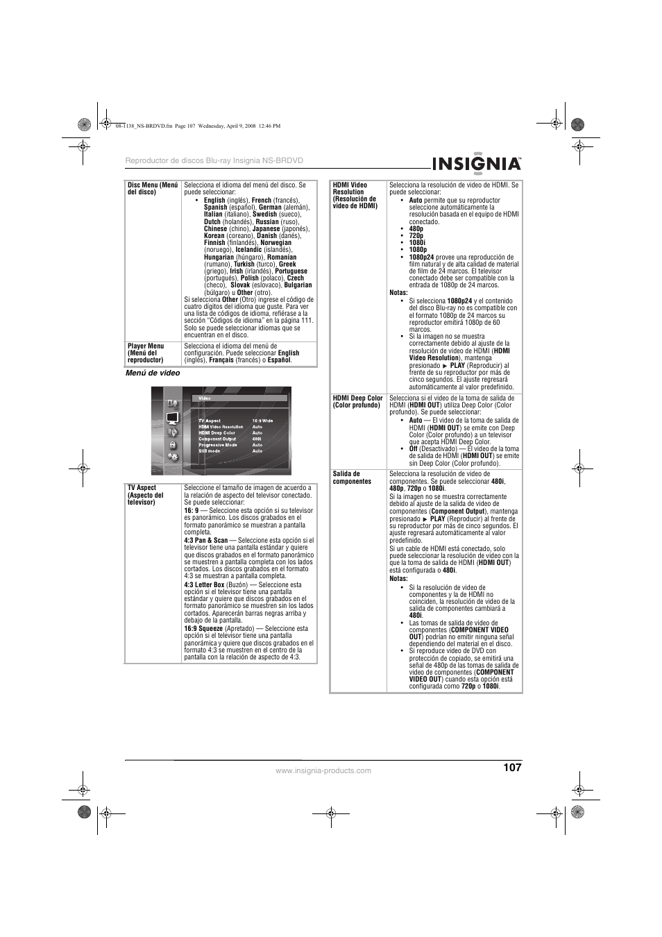 Insignia NS-BRDVD User Manual | Page 115 / 126