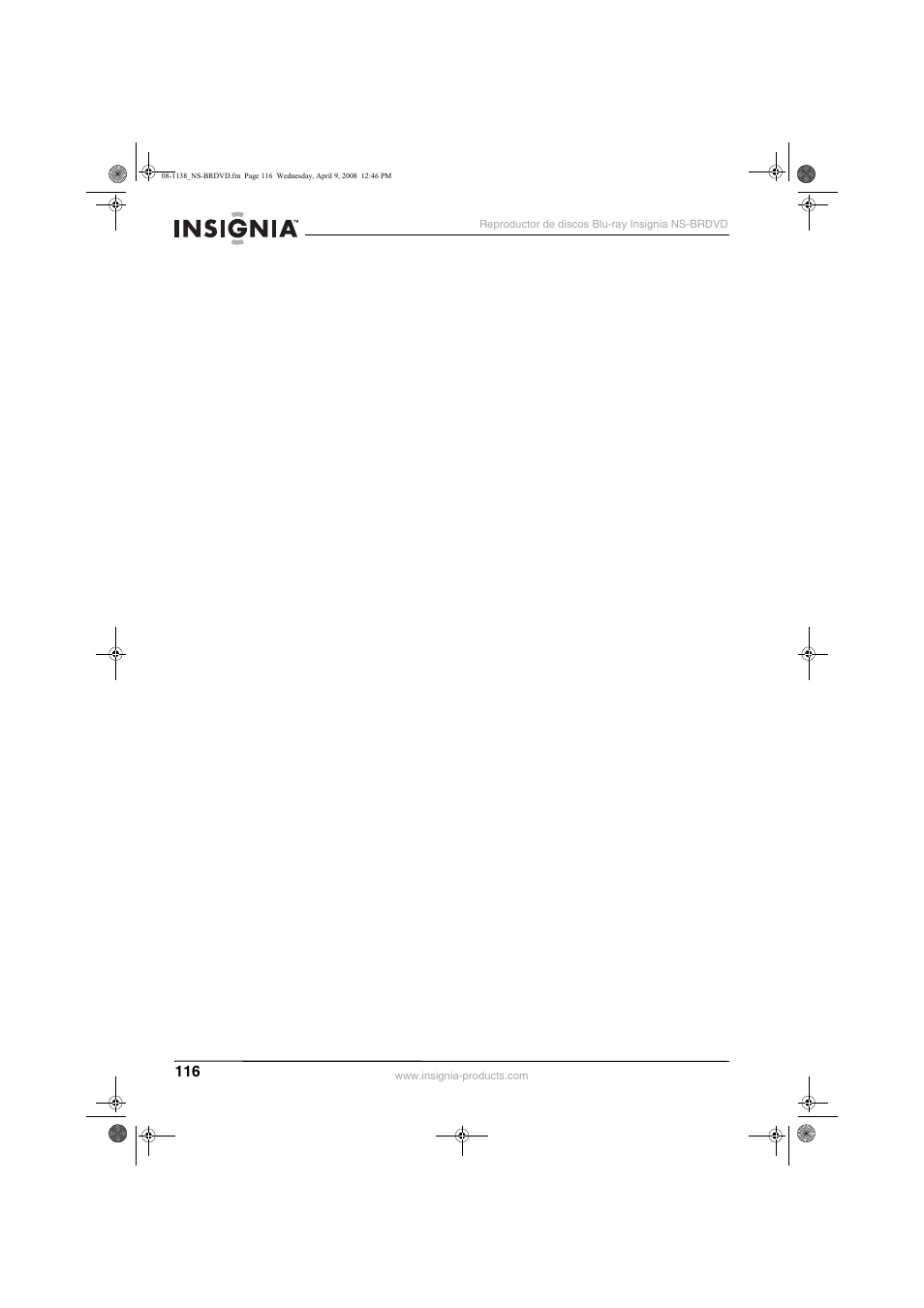 Insignia NS-BRDVD User Manual | Page 124 / 126