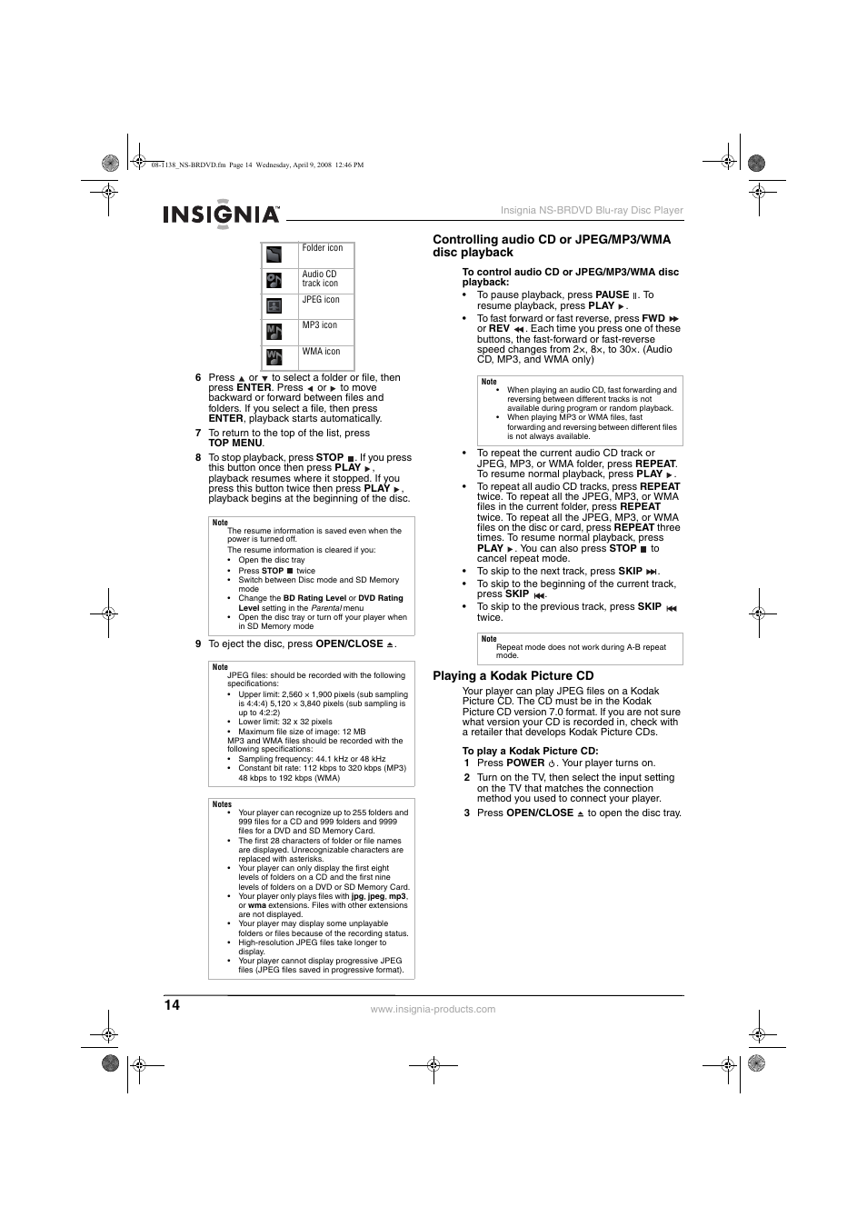Insignia NS-BRDVD User Manual | Page 22 / 126
