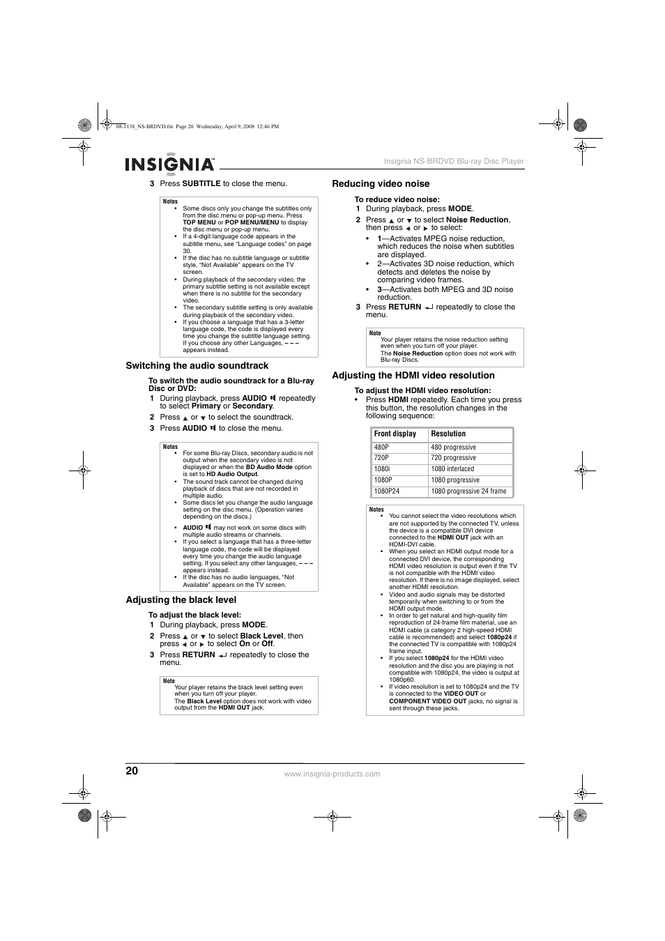 Insignia NS-BRDVD User Manual | Page 28 / 126