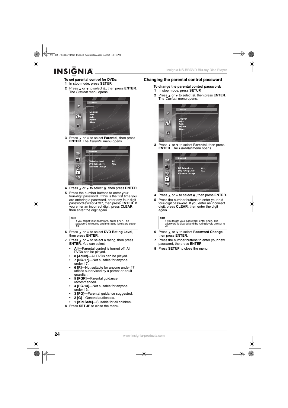 Insignia NS-BRDVD User Manual | Page 32 / 126