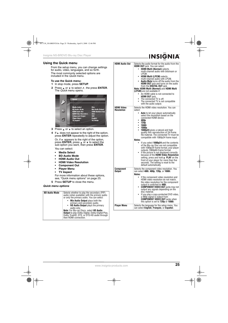 Insignia NS-BRDVD User Manual | Page 33 / 126