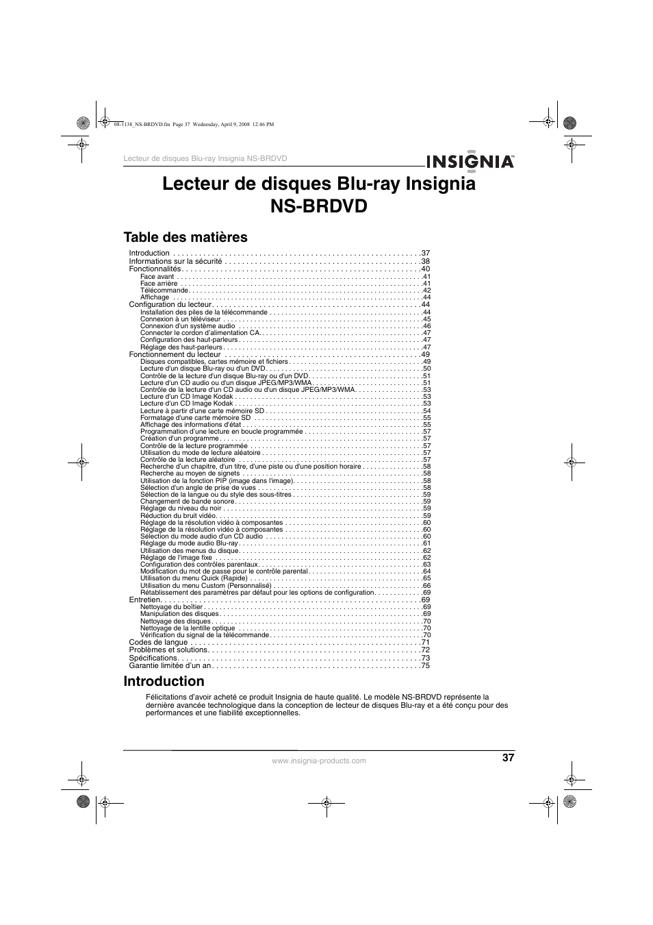 Insignia NS-BRDVD User Manual | Page 45 / 126