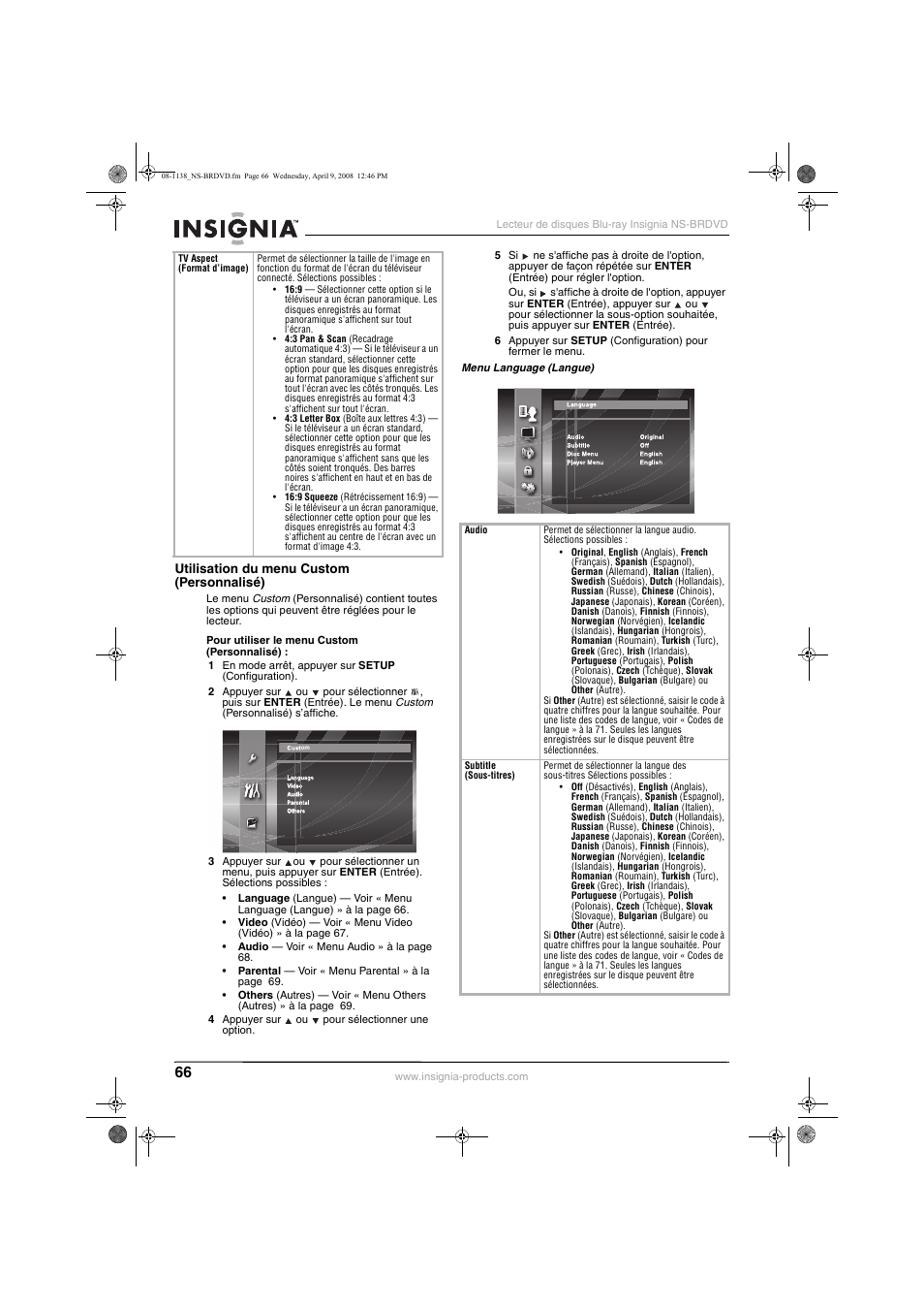 Insignia NS-BRDVD User Manual | Page 74 / 126