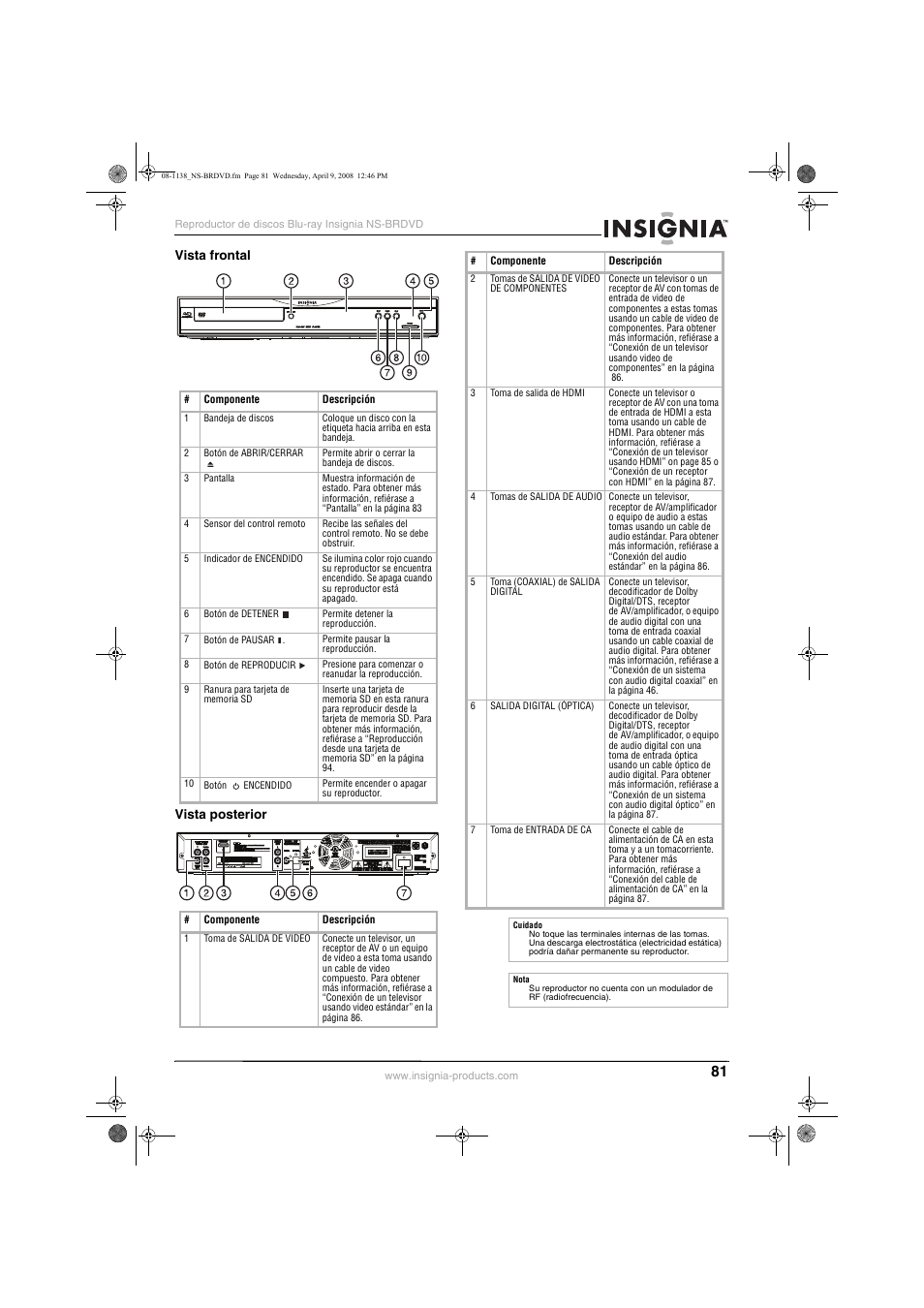 Insignia NS-BRDVD User Manual | Page 89 / 126