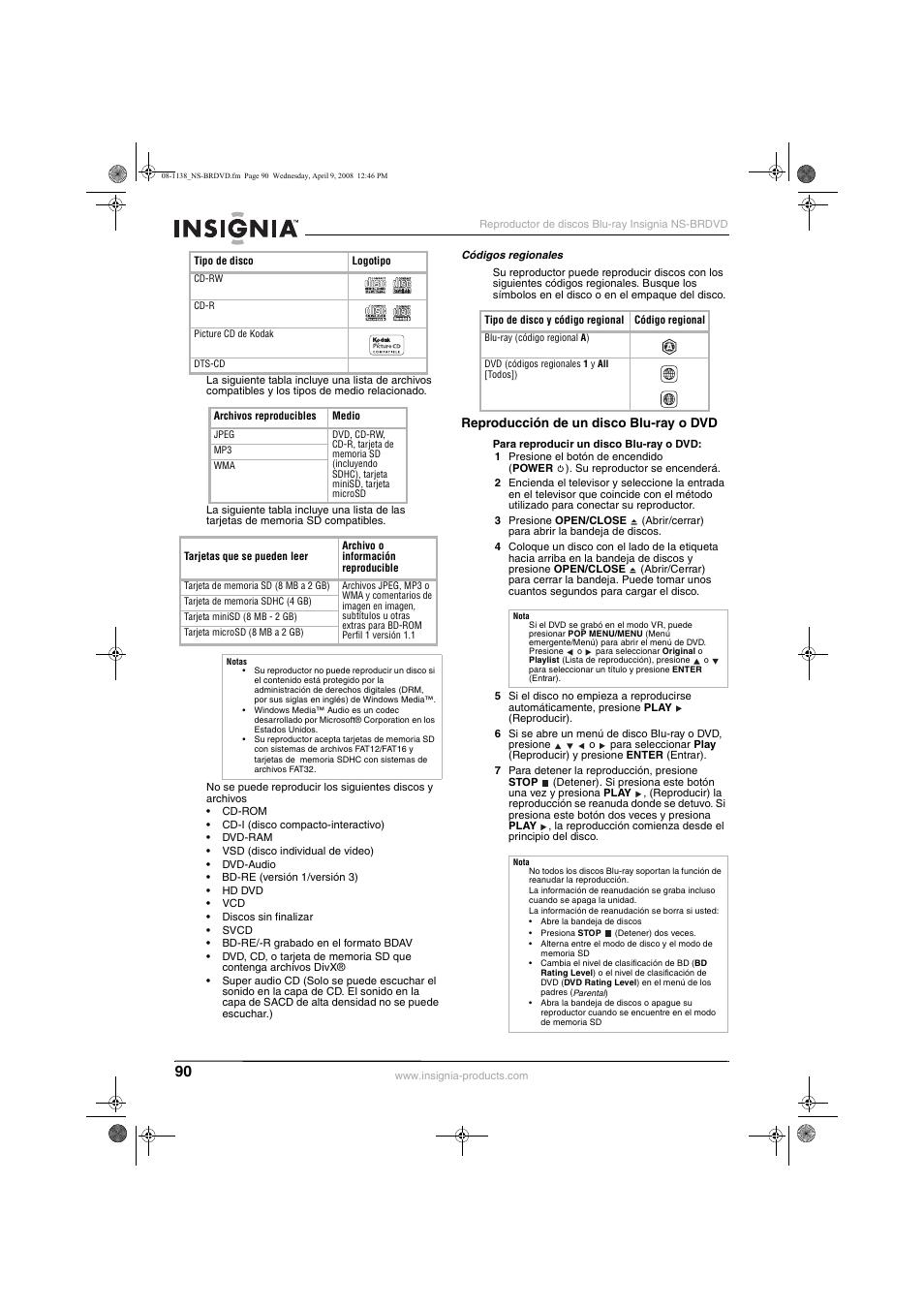 Insignia NS-BRDVD User Manual | Page 98 / 126