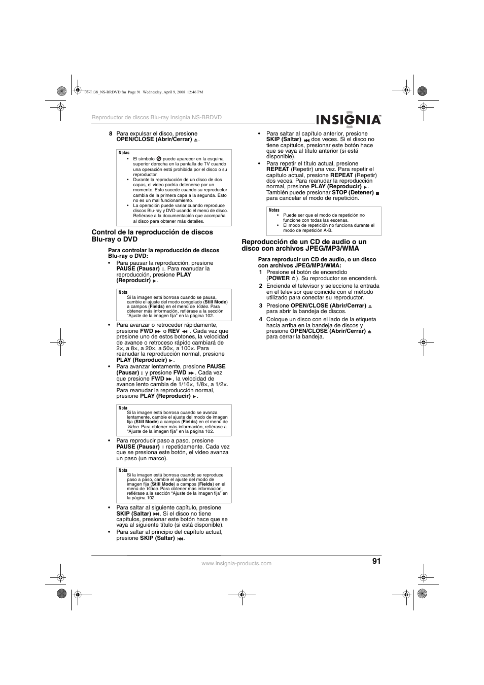 Insignia NS-BRDVD User Manual | Page 99 / 126