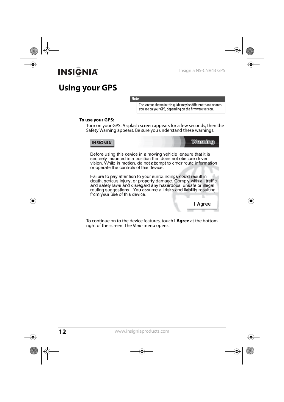 Using your gps | Insignia NS-CNV43 User Manual | Page 12 / 64