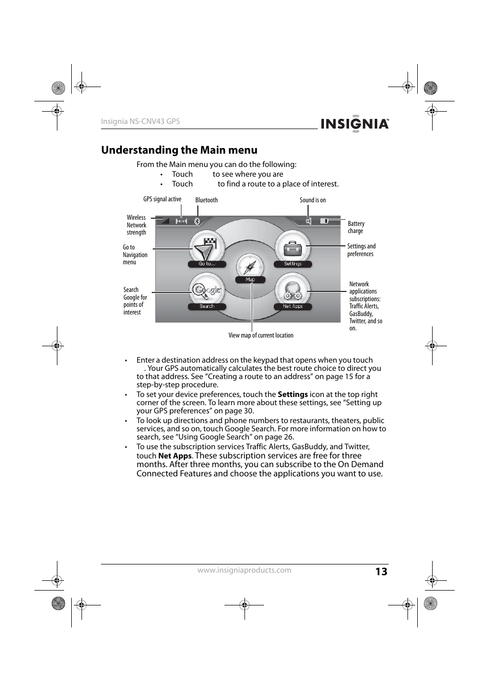 Understanding the main menu | Insignia NS-CNV43 User Manual | Page 13 / 64