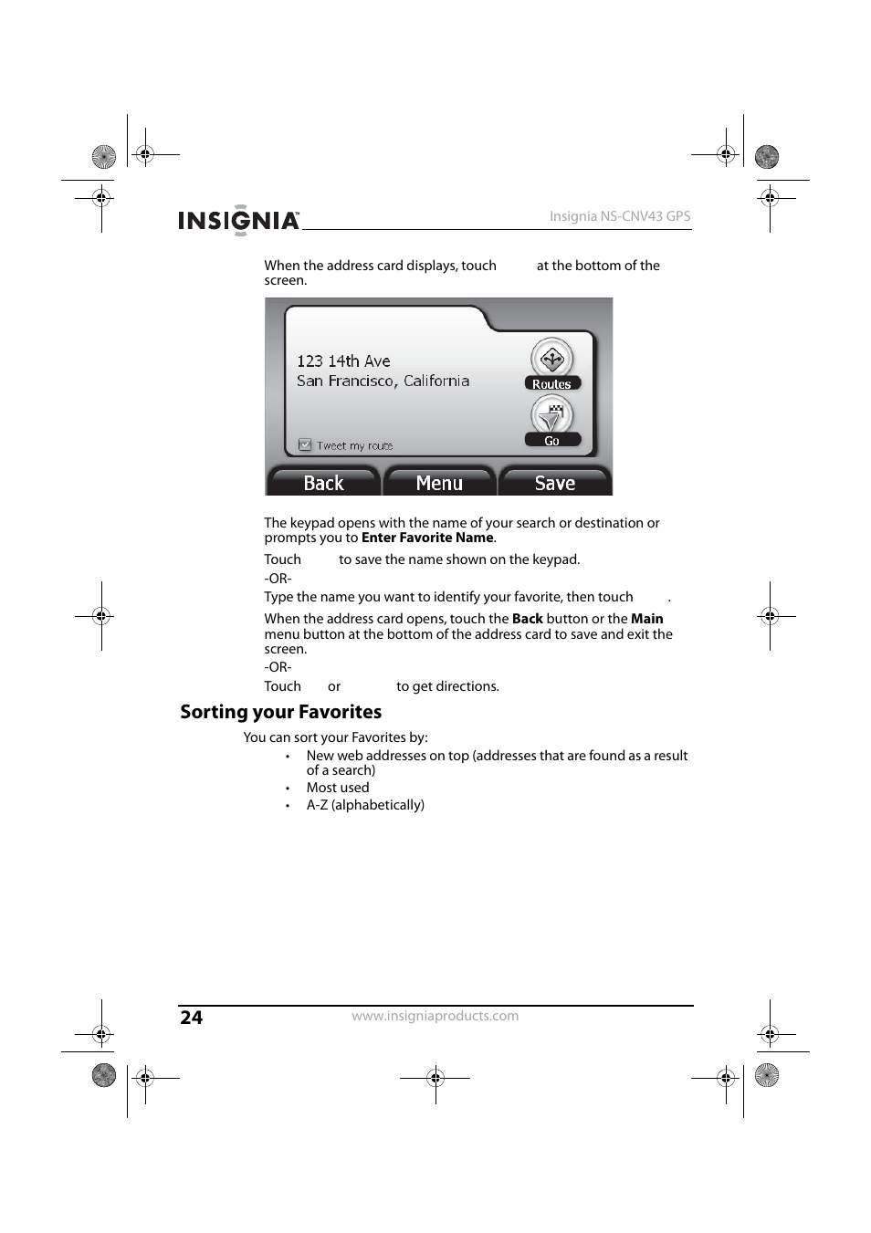 Sorting your favorites | Insignia NS-CNV43 User Manual | Page 24 / 64