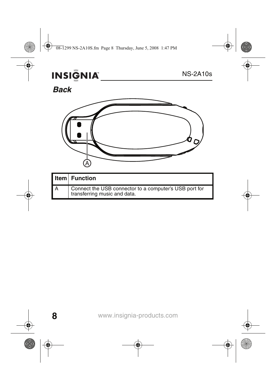Back | Insignia Kix NS-2A10S User Manual | Page 10 / 64