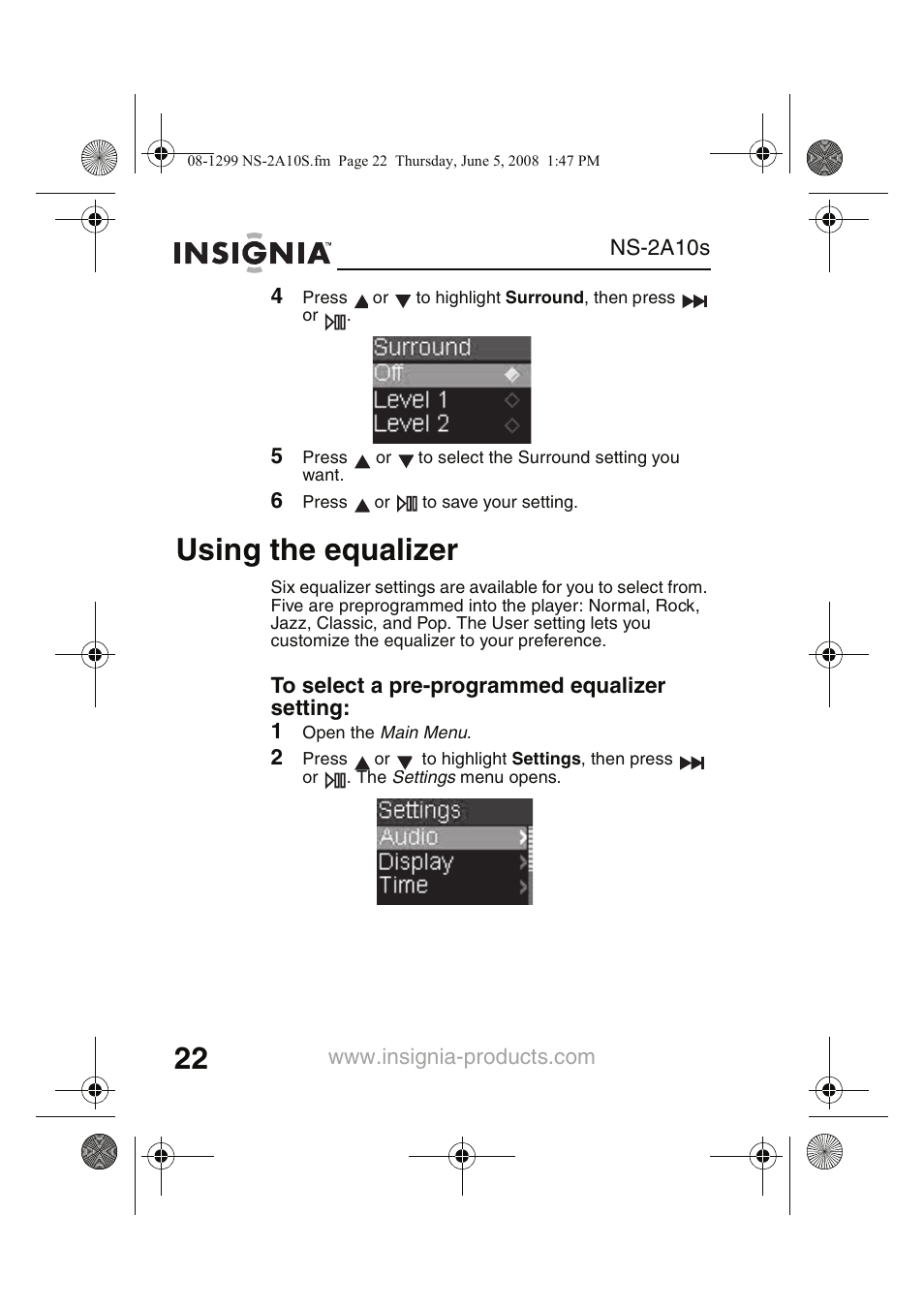 Using the equalizer | Insignia Kix NS-2A10S User Manual | Page 24 / 64
