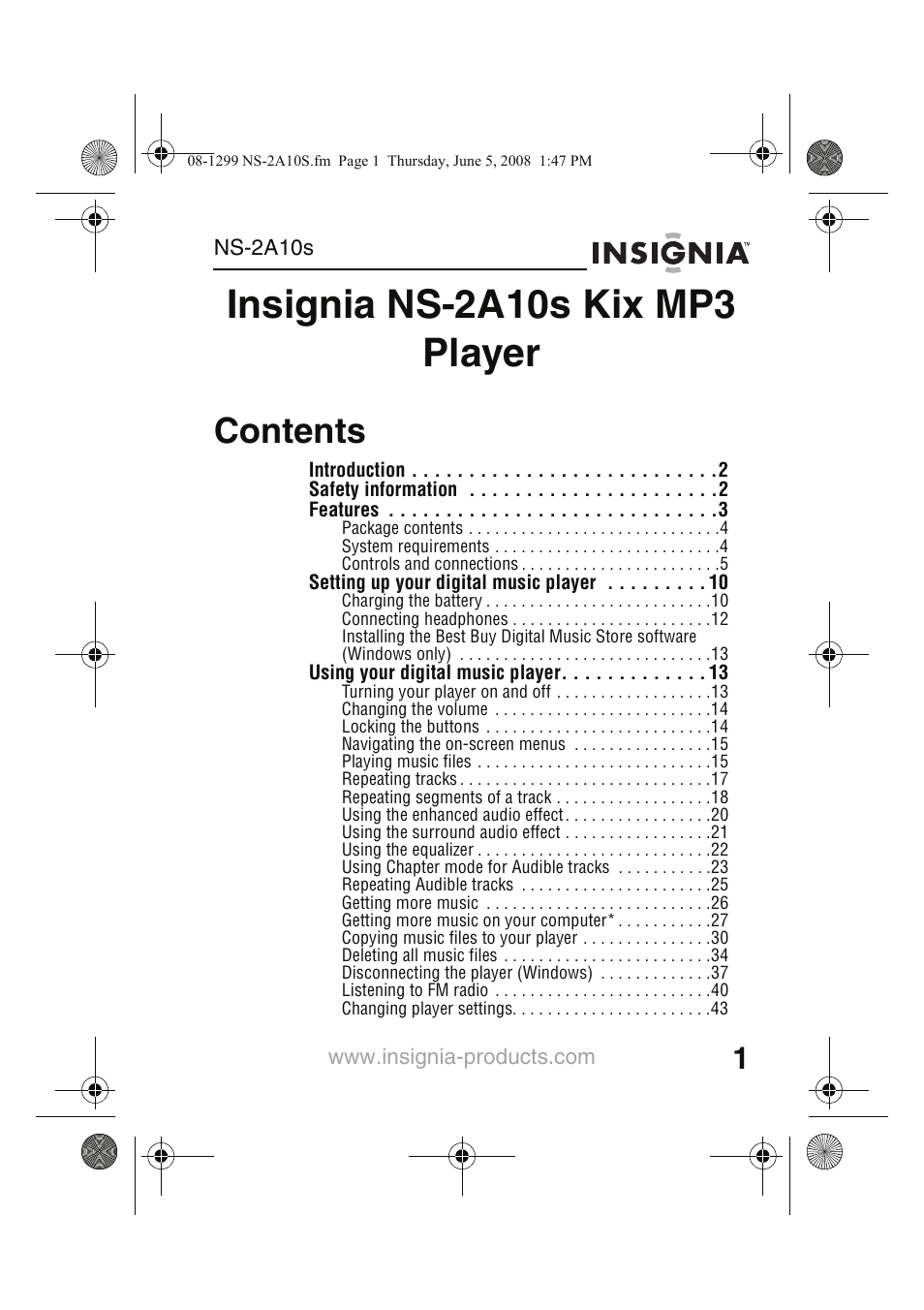 Insignia Kix NS-2A10S User Manual | Page 3 / 64