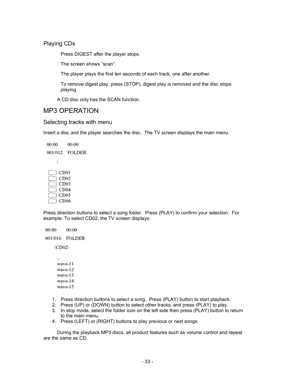 Mp3 operation | Insignia I-PD1020 User Manual | Page 33 / 37