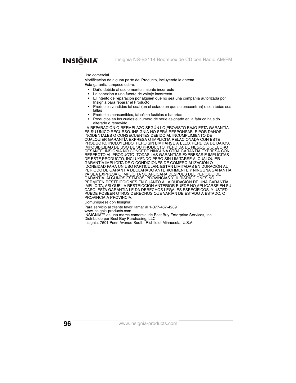 Insignia NS-B2114 User Manual | Page 96 / 98