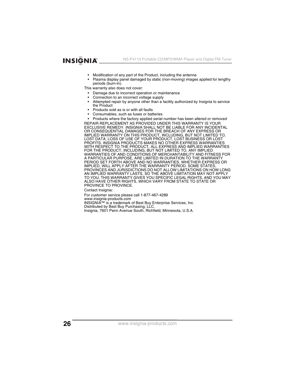 Insignia NS-P4113 User Manual | Page 26 / 80