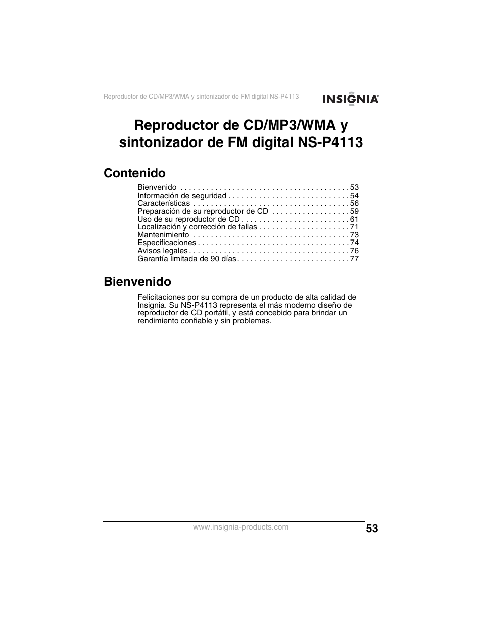 Insignia NS-P4113 User Manual | Page 53 / 80