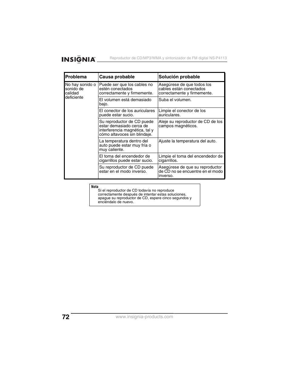 Insignia NS-P4113 User Manual | Page 72 / 80