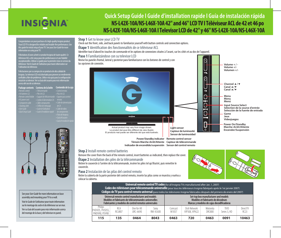 Insignia NS-L46X-10A User Manual | 2 pages