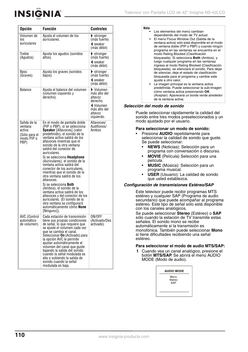 Insignia NS-42 User Manual | Page 110 / 124
