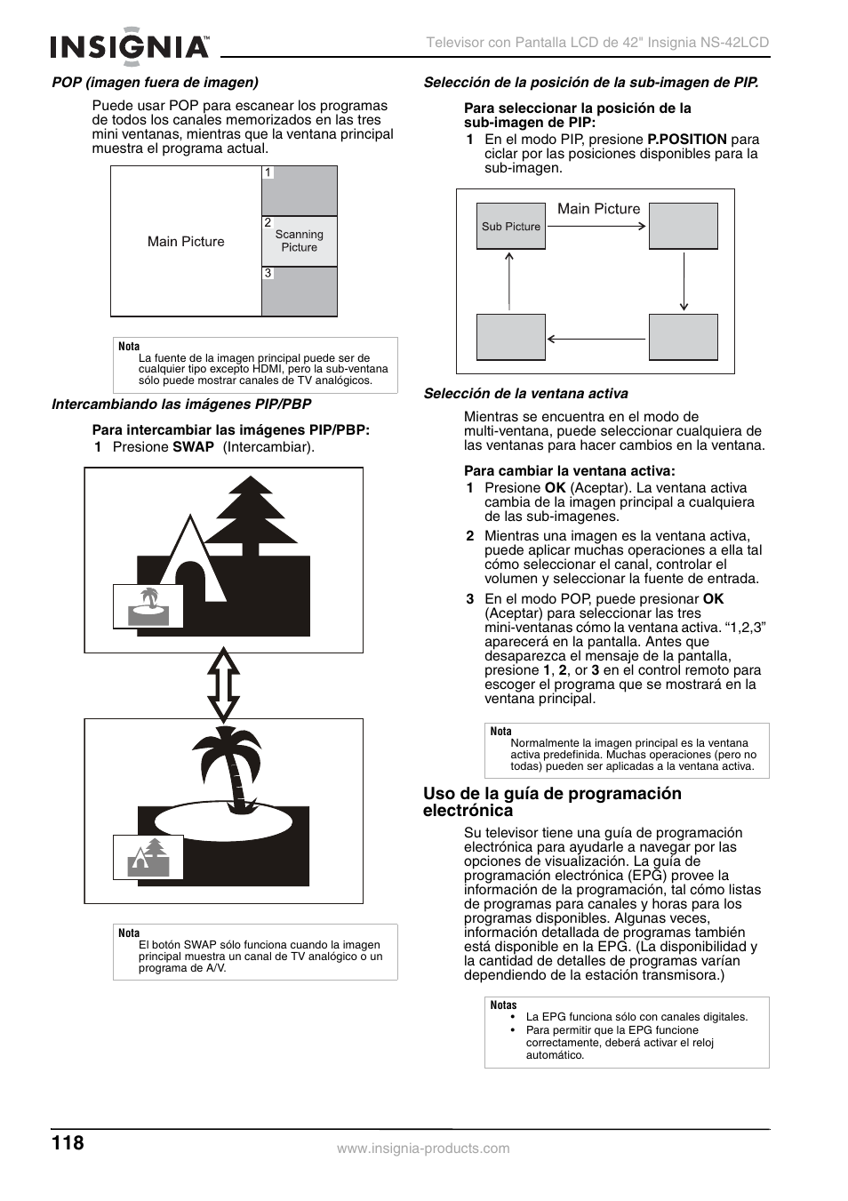 Uso de la guía de programación electrónica | Insignia NS-42 User Manual | Page 118 / 124