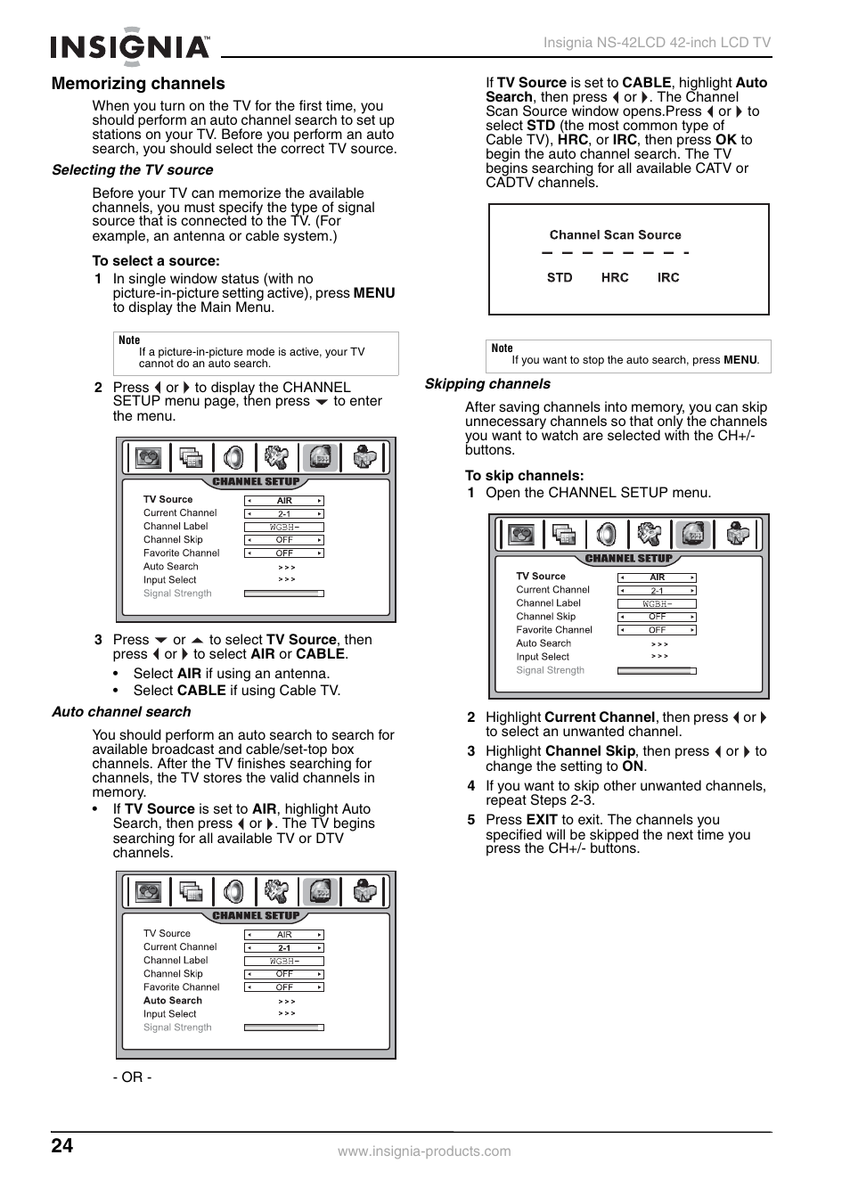 Insignia NS-42 User Manual | Page 24 / 124