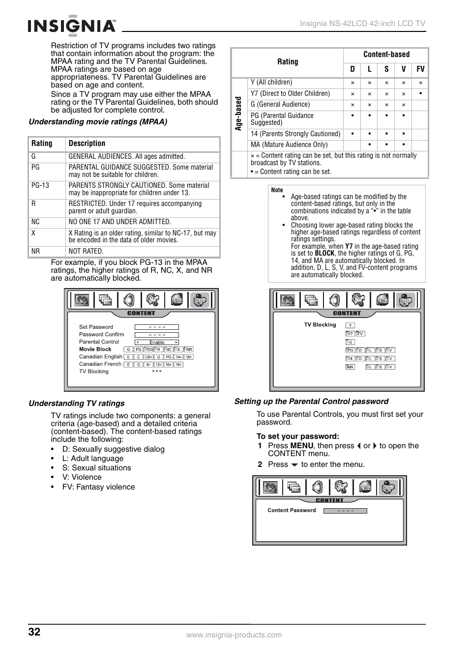 Insignia NS-42 User Manual | Page 32 / 124