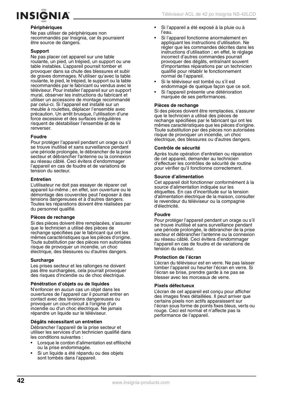 Insignia NS-42 User Manual | Page 42 / 124