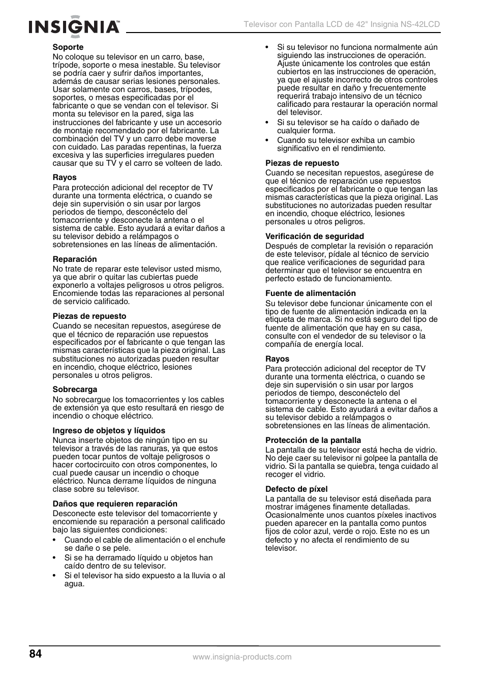 Insignia NS-42 User Manual | Page 84 / 124