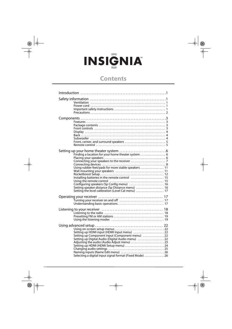 Insignia NS-HT511 User Manual | Page 2 / 42
