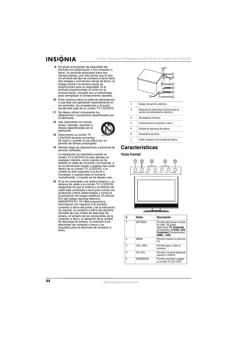 Características | Insignia NS-LTDVD19 User Manual | Page 46 / 68