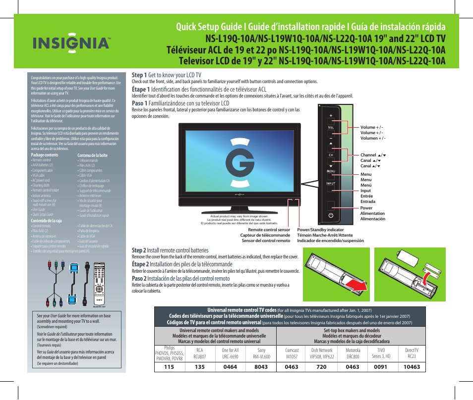 Insignia NS-L19W1Q-10A User Manual | 2 pages