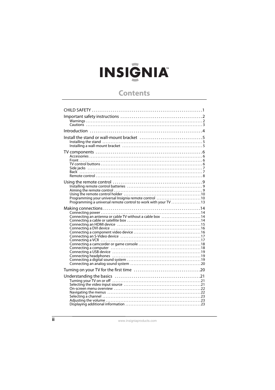 Insignia NS-32L450A11 User Manual | Page 2 / 68