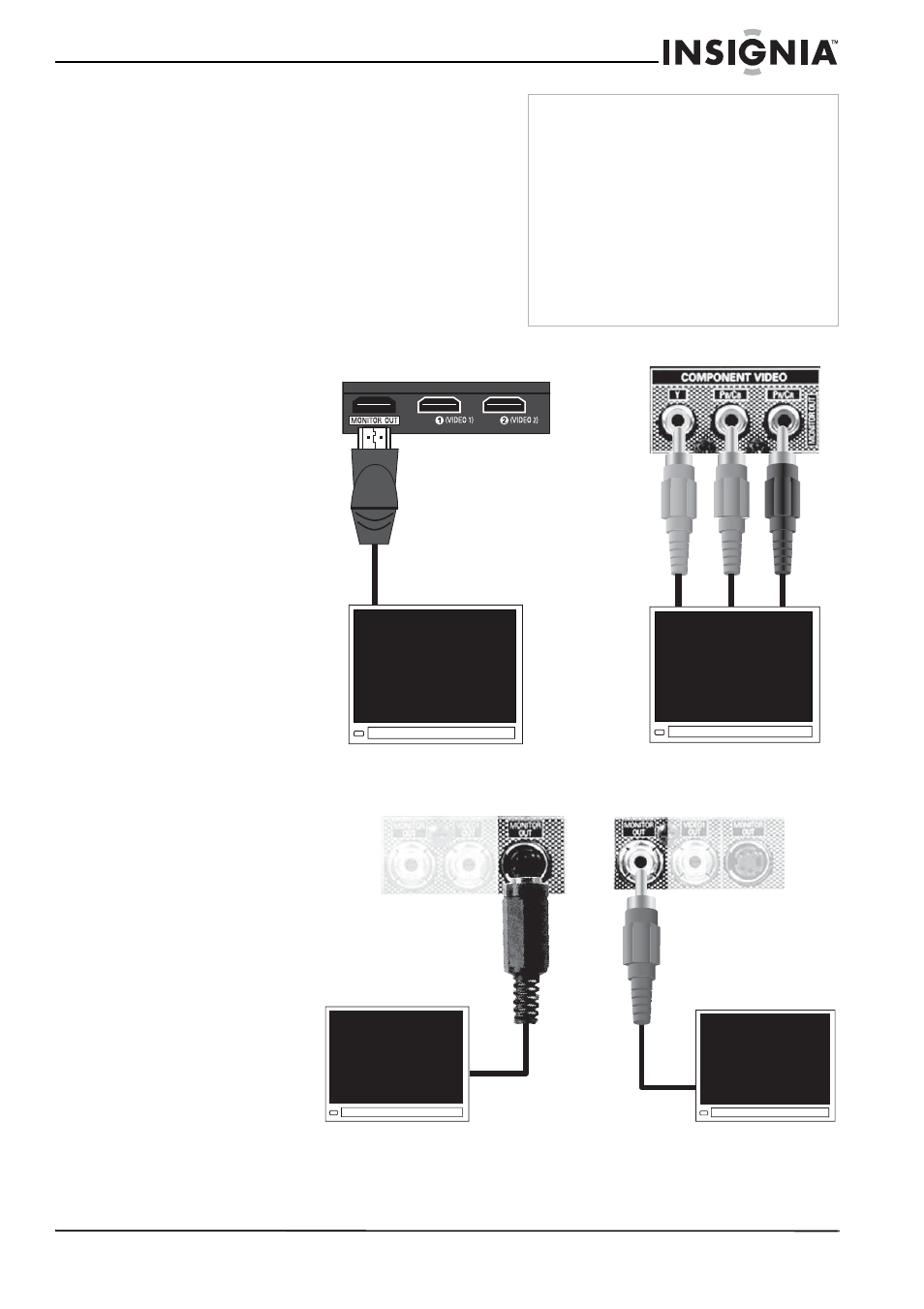 Connecting a television or monitor | Insignia NS-R5101 User Manual | Page 15 / 108