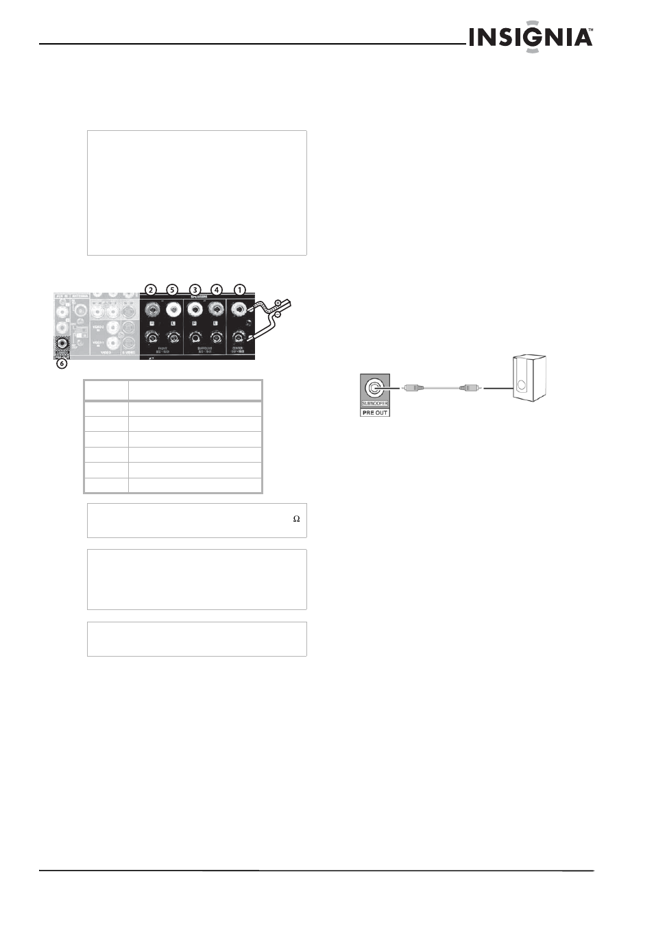 Connexion des haut-parleurs, Connexion d'un caisson d'extrêmes graves alimenté | Insignia NS-R5101 User Manual | Page 41 / 108