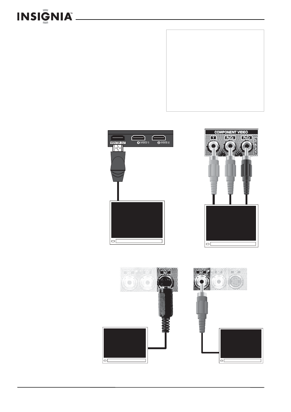 Connexion à un téléviseur ou à un moniteur | Insignia NS-R5101 User Manual | Page 48 / 108