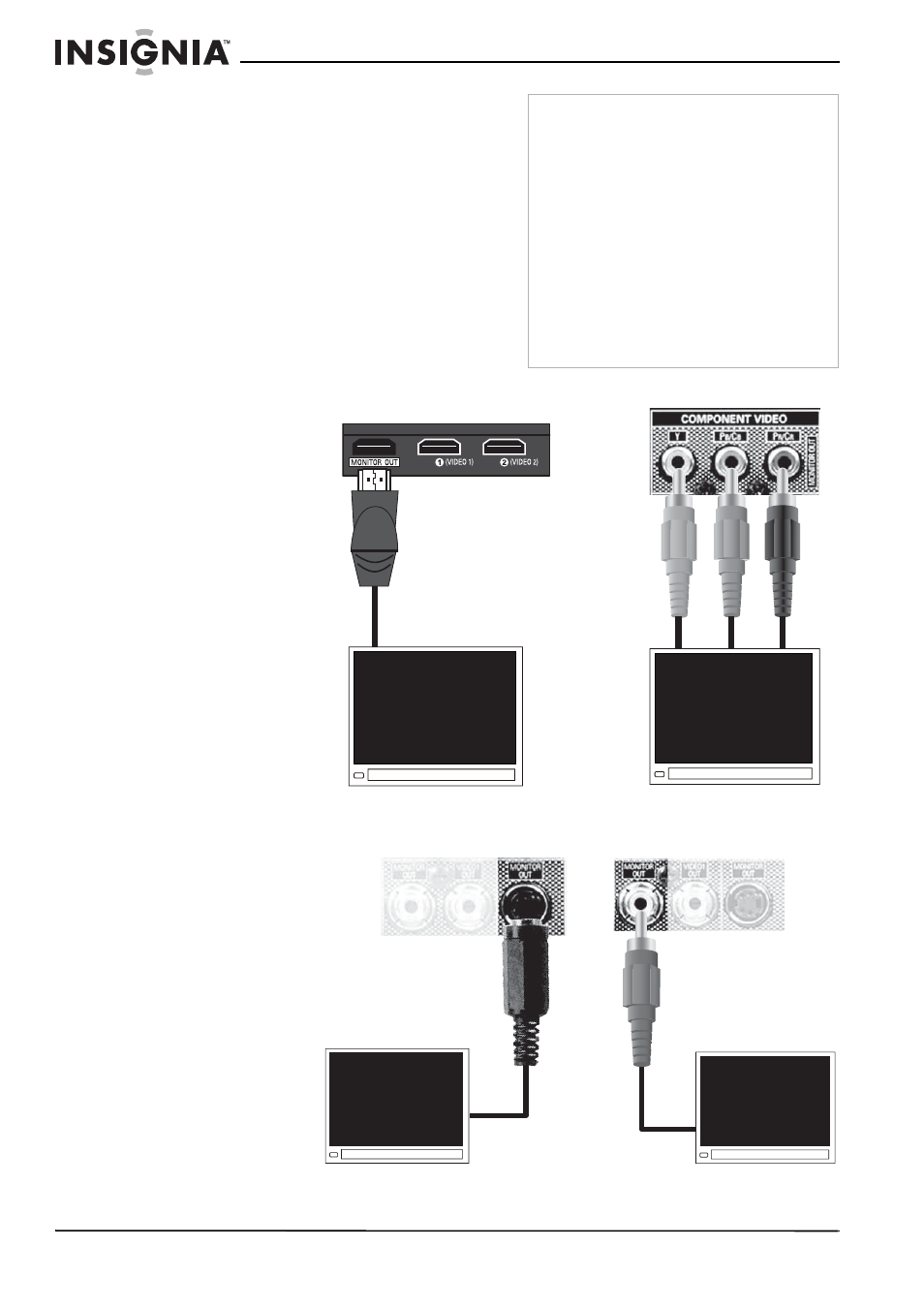 Conectando un televisor o monitor | Insignia NS-R5101 User Manual | Page 84 / 108