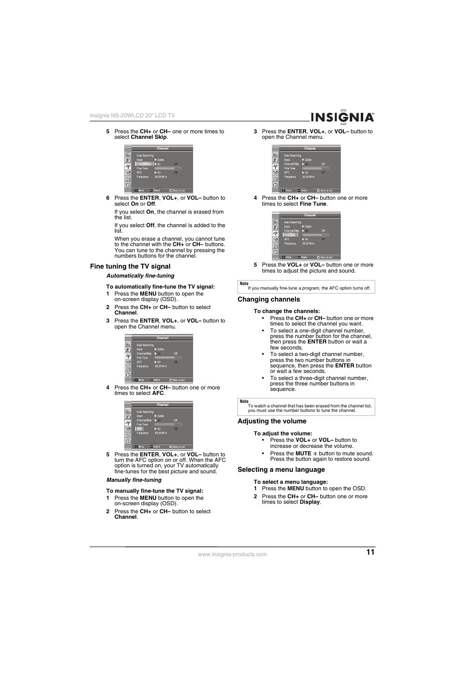 Insignia NS-20WLCD User Manual | Page 11 / 68