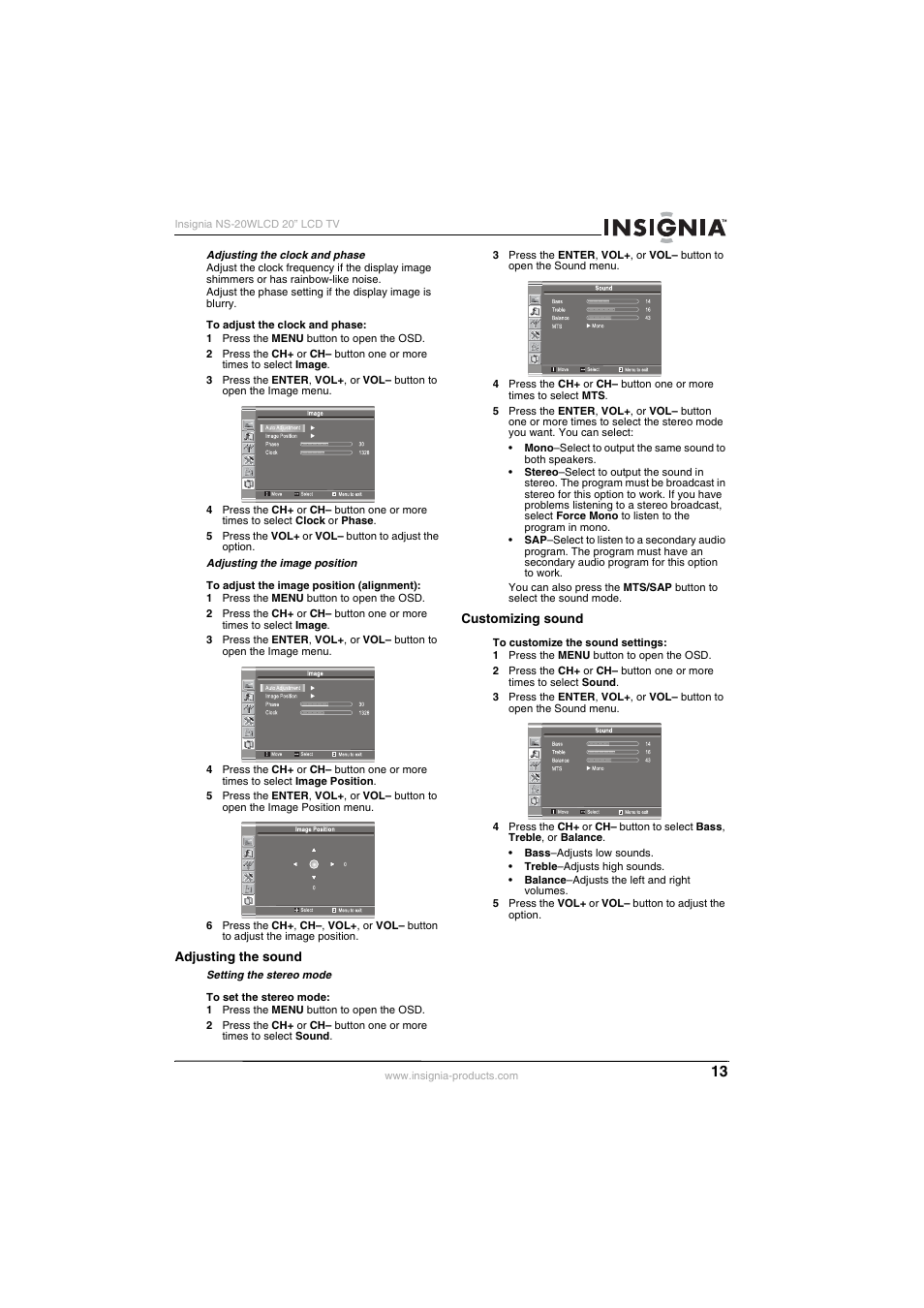 Insignia NS-20WLCD User Manual | Page 13 / 68