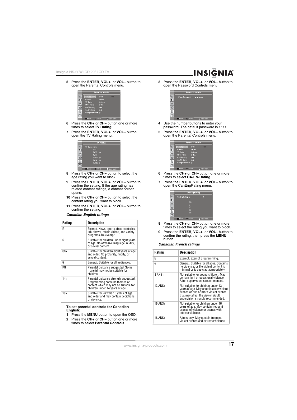 Insignia NS-20WLCD User Manual | Page 17 / 68