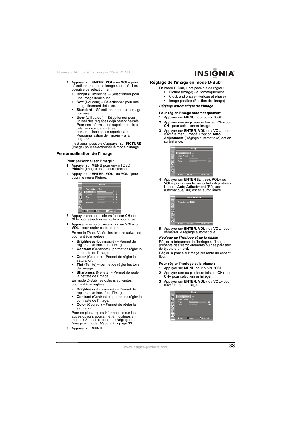 Insignia NS-20WLCD User Manual | Page 33 / 68