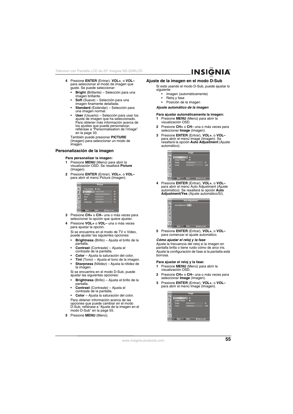 Insignia NS-20WLCD User Manual | Page 55 / 68